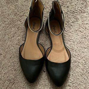 Black and gold flats